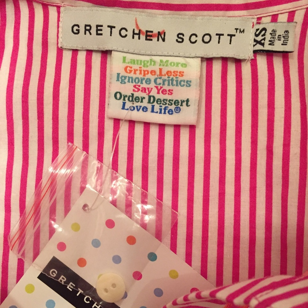 NEW GRETCHEN SCOTT TOP TUNIC ORANGE PINK WHITE PRINT COTTON SIZE XS NWT - Picture 7 of 7